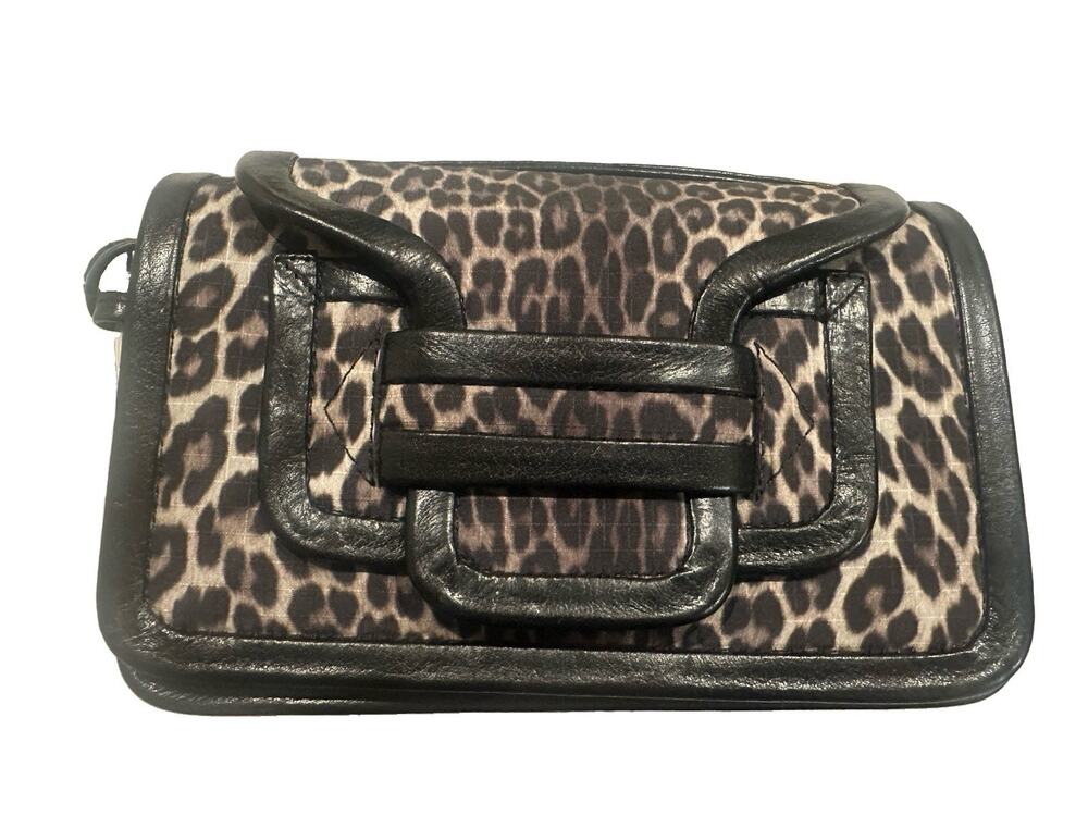 Brand New- Pierre Hardy Leopard Print Nylon Leather Crossbody Bag Clutch